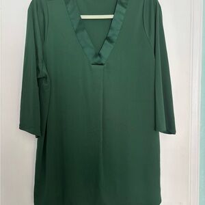 Elegant Green V-Neck Blouse 2X Tunic